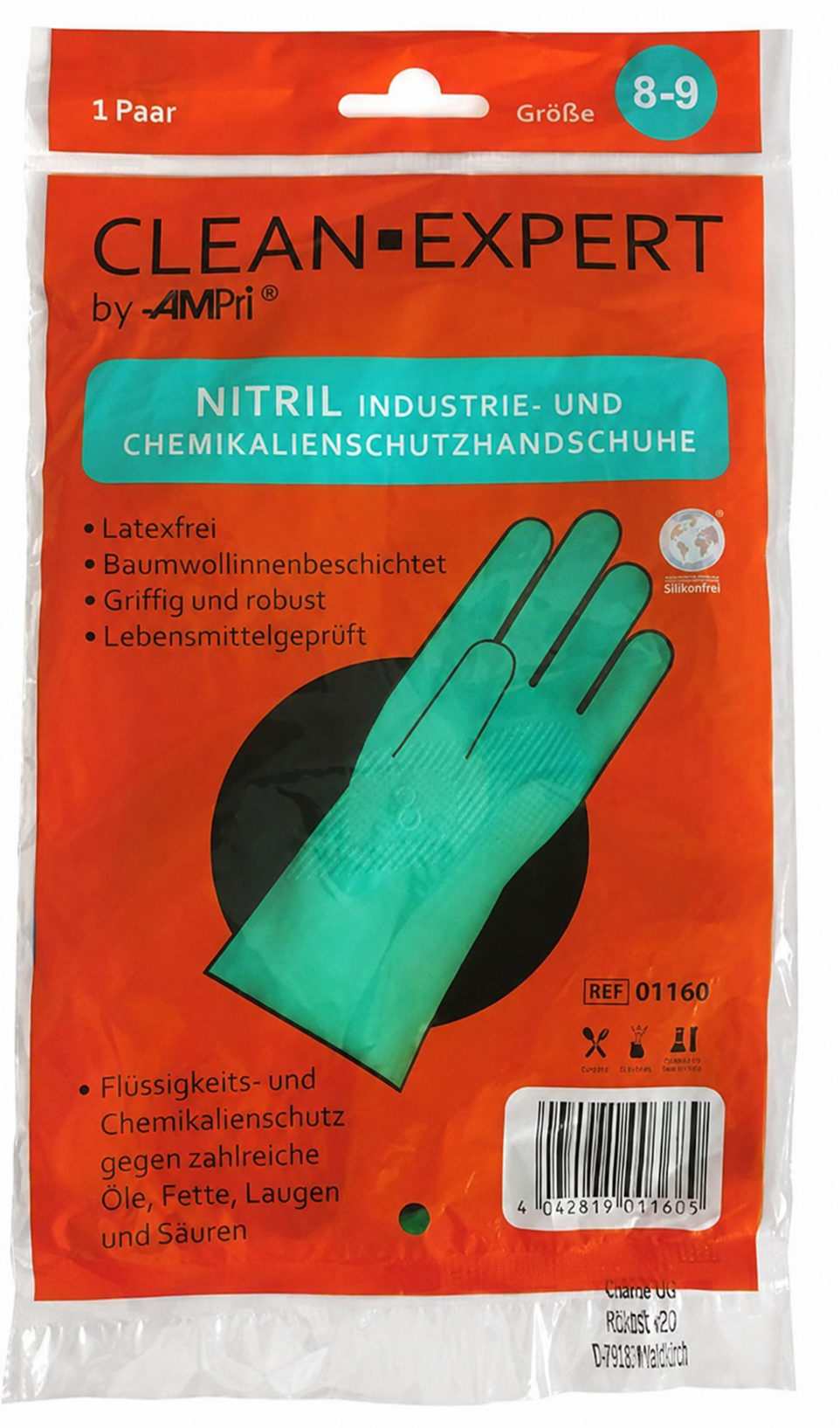 Ampri Nitril Mehrweg-Handschuhe Clean Expert M latexfrei Baumwollfutter
