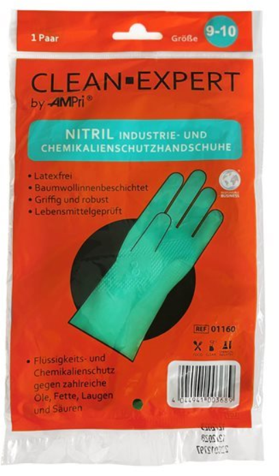 Ampri Nitril Mehrweg-Handschuhe Clean Expert L latexfrei Baumwollfutter