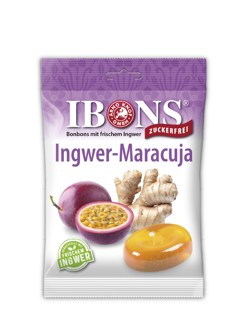 Ibons Ingwer Bonbon Maracuja ohne Zucker Btl