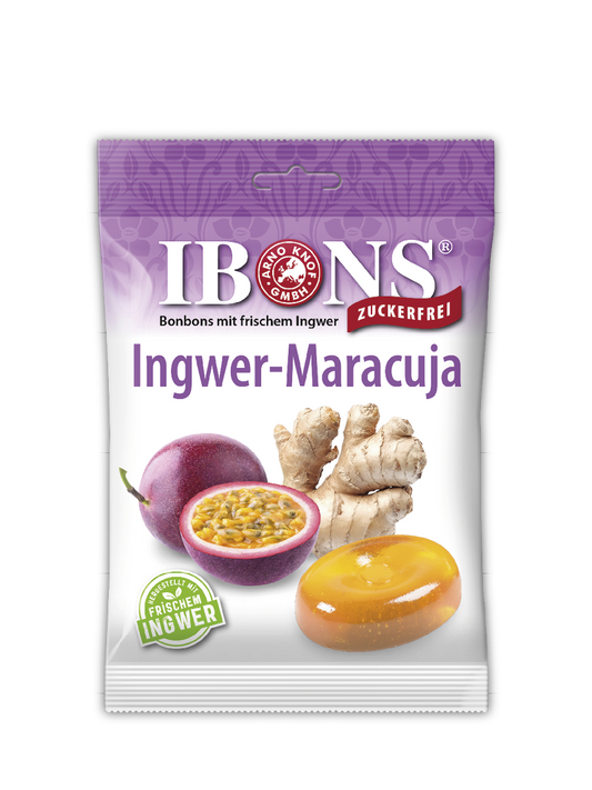 Ibons Ingwer Bonbon Maracuja ohne Zucker Btl
