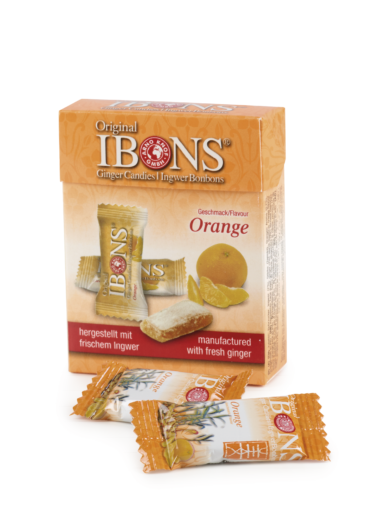 Ibons Ingwer Bonbon Orange Box